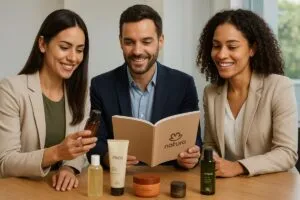 Imagen de emprendedores en México interesados en negocio rentable Natura con productos de cosmética sostenible