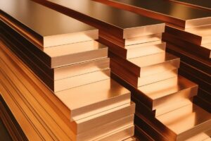 Vista editorial de una bodega con cobre almacenado en Chile, reflejando el aumento histórico en su inventario de cobre