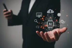 Oficinas modernas con tecnología avanzada representando el uso de inteligencia artificial en empresas mexicanas