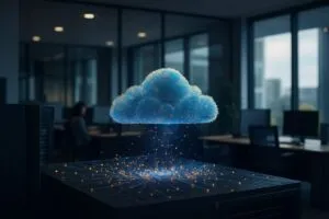 Representación de empresas españolas aumentando inversión en servicios cloud y transformación digital