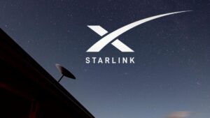 Satélite de Starlink orbitando la Tierra, símbolo de conectividad global. Instrucciones para IA generadora de imagen: Ilustración editorial fotorealista de un satélite