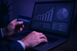 Representación digital de un equipo de trabajo utilizando software de transformación financiera en oficina mexicana moderna