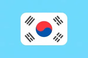 Ilustración moderna de la bandera de Corea del Sur, destacando el idioma coreano como herramienta clave en los negocios globales