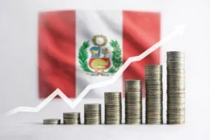 Gráfico ascendente y símbolos fiscales reflejan el crecimiento de la recaudación tributaria en Perú en 2025