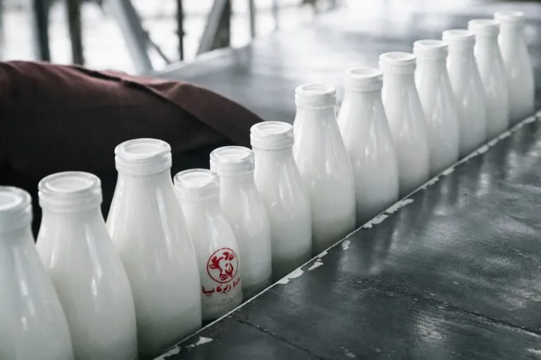 góndolas de supermercado con lácteos escasos resaltando crisis de leche y quesos en Argentina