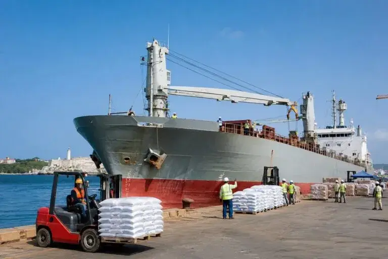 Ayuda humanitaria Cuba con 1700 toneladas de alimentos y suministros arribando al puerto de La Habana